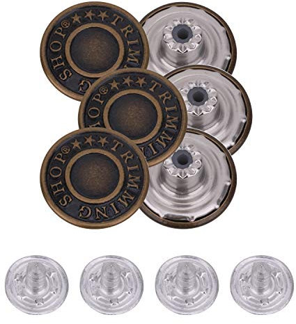 WedDecor Jeans Buttons Brass Tack Fasteners, Hammer on Aluminium Back Pin for Clothing Repair Denim Jackets, Pants, Skirts, Leatherwear, Bronze, 14mm, 10pcs