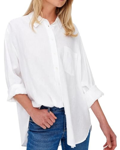 ONLY ONLTOKYO L/S Linen Blend Shirt PNT Noos Blouse, Blanc Brillant, XS Femme