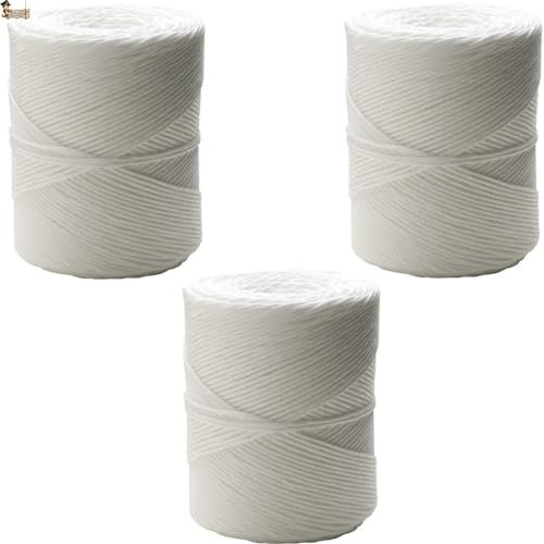 BricoLoco.com Corda Filo Rafia Bianca 3 bobine 440 Metri. Artigianato, pacchetto, giardinaggio, agricoltura, intonacare, imballare. (Bobina 440 MTS., 3)