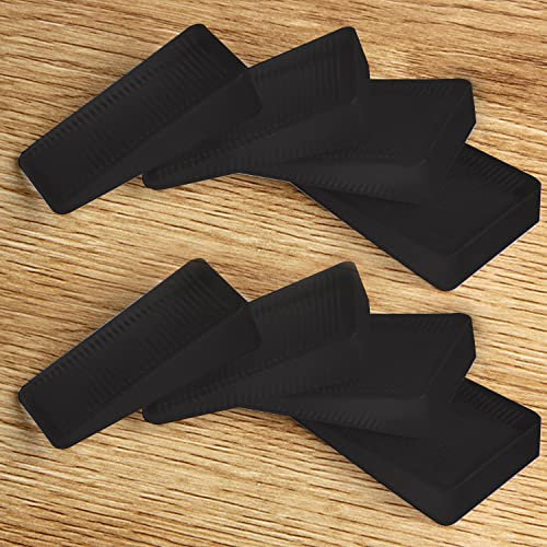 Tahikem 8 Schwarze Keile, Unterlegscheiben zum Nivellieren von Möbeln, Stopperkeile, Kunststoff-Keilscheibe, Tischmöbel-Nivellierkeile, Gummi-Textur, perfekt für Türstopper, unebene Böden (Mini dick)