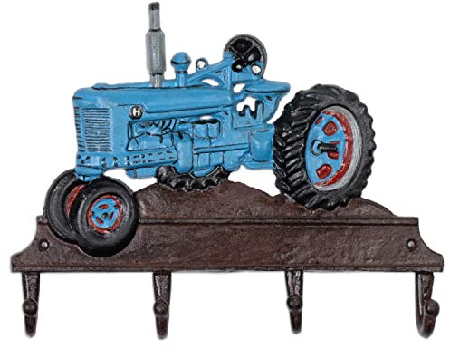 Moritz Wandgarderobe Garderobe Blauer Traktor Garderobenleiste 4 Haken Gußeisen Kleiderhaken Garderobenhaken Vintage