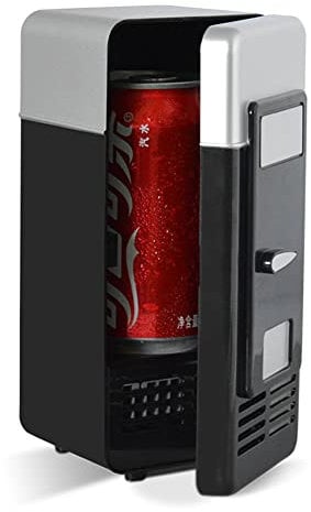 USB Mini Fridge, Beverage Refrigerators Desktop USB Fridge Beverage Drink Cans Cooler/Warmer, Refrigerators Mini for Laptop PC Car(Black)