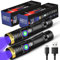 DARKBEAM UV Light Torch Ultraviolet Flashlight Rechargeable 365nm, Wood Lamp Black Light Blacklight Portable Mini Handheld LED Pet Urine Ringworm Detector, Resin Curing, Pocket-Sized, 2 Pack