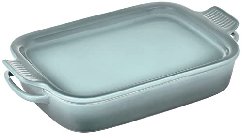 Le Creuset Stoneware Rectangular Dish w/Platter Lid, 14 3/4 x 9,Sea Salt