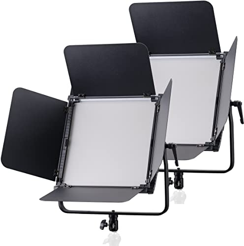 Bresser BR S100B Pro Kit Doble con 2 Paneles LED Bicolor de 100 W | 2 paneles LED, 9000 lm cada uno, 3200 a 5600 K, CRI 95 plus, regulación 10 a 100 por ciento, DMX, mando, bolsa