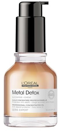 L'Oréal Professionnel | Konzentrat für alle Haartypen, glänzendes und seidiges Haar, Textur leicht und schnell absorbierend, ohne Ausspülen, Metal Detox Serie Expert, 50 ml