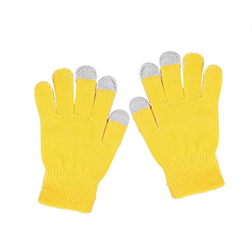 Winter Touchscreen Handschuhe Damen Warm Strick Handschuhe Baumwoll Dicke Gestrickt Fingerhandschuhe Casual Winddicht Outdoor Sports Gloves Winterhandschuhe Thermohandschuhe (Yellow, One Size)