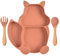 Youery Baby Teller Schüssel,Baby Essen Geschirr Set Mini Silikon Tischset für Teller Rutschfest Babyteller mit Saugnapf Kinderteller mit Saugnapf (Orange)