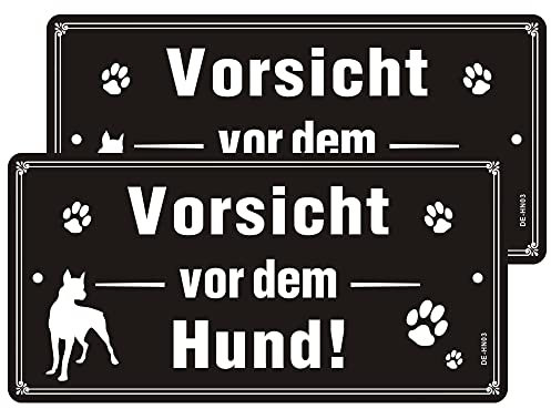 Vorsicht Hund Schild Reflektierendes Aluminium - 15x30cm Warnung vor Dem Hund Schilder 2St