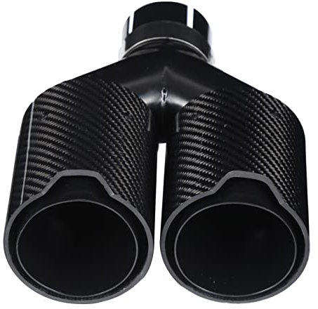 Leapiture Tip Edelstahl-Auspuff-Auto-Endrohr 63-93 mm Y-förmig 1-Ein-2-Auslass Rechte Seite Doppelauslass-Auspuffendrohr Schwarze Kohlefaser für M Performance