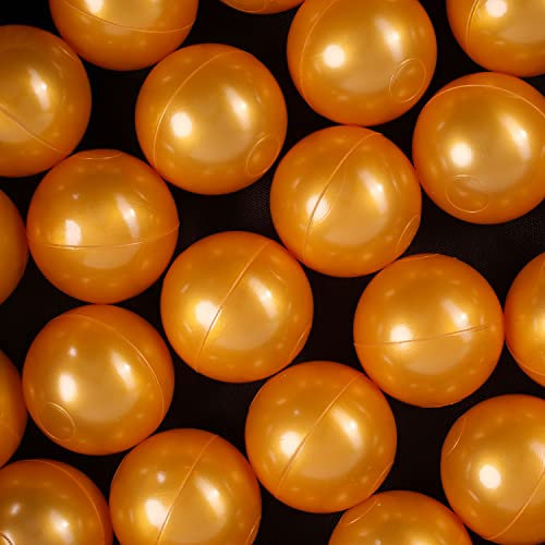 H&F Heimtextilien 100 Bälle für Bällebad Ø 7 cm – Gold Plastikbälle für Kinder & Babys – Weiche & langlebige Spielbälle – BPA-frei & schadstofffrei – Perfekt für Spielzelt, Hüpfburg & Garten
