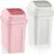 Sumind 2 Stück Badezimmer-Mülleimer mit Schwingdeckel, kleiner Mülleimer, Kunststoff, Badezimmer-Mülleimer für Küche, Abfälle, Schlafzimmer, Zimmer, Outdoor (rosa und beige, 4,8 Liter)