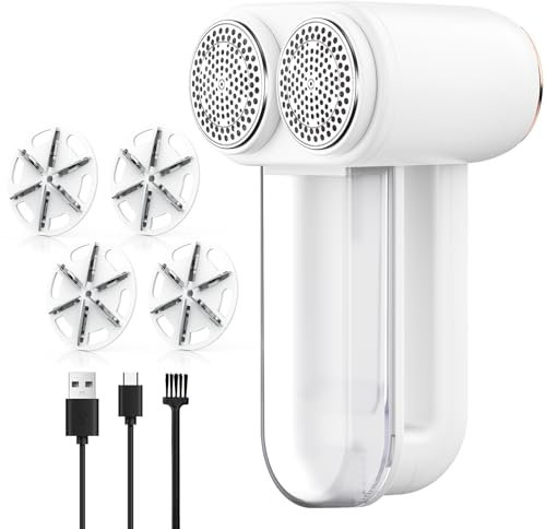 Coovee Doppia testa Rasoio anti pilling, 2000mAh batteria pilling dispositivo, LED display digitale anti peluche indumento, 3 livelli di potenza solvente di peluche elettrico ricaricabile,4 lame