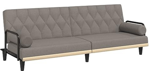 vidaXL Schlafsofa mit Armlehnen, Sofa mit verstellbaren Rückenlehnen, Couch für Wohnzimmer, Schlafcouch Bettsofa Sofabett, Taupe Stoff