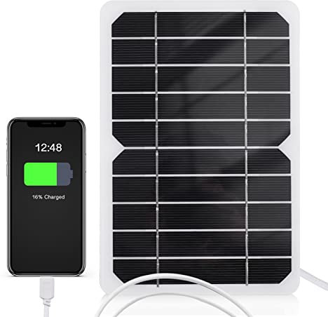 Irishom Chargeur Solaire Portable 5W 5V Chargeur de Panneau Solaire étanche pour Le Camping avec Prise Micro USB pour Charger Les téléphones Portables Mini Ventilateurs LED Light Home Monitor Camera