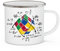 OM3® Magic Cube Emaille-Tasse Puzzle Game Nerd Retro II | Emailletasse Emaille Becher | 12oz 300ml | Beidseitig Bedruckt | Weiß-Metall