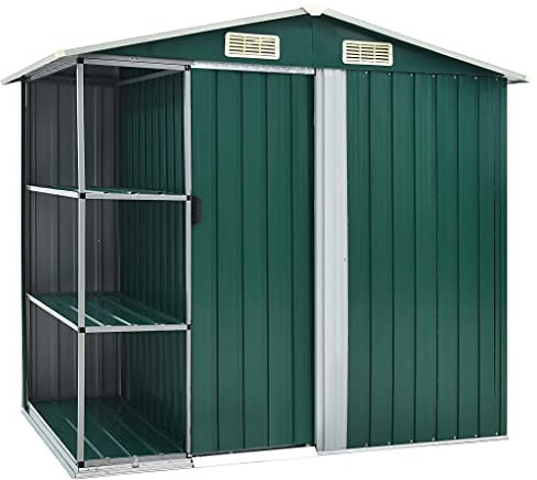 DCRAF Möbelset Gartenhaus Grün 205x130x183 cm Eisen