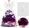 Eaprala DREI Konservierte Rosen Geschenk in Glas Engelsfiguren, Geburtstagsgeschenke für Frauen, Engel Geschenke für Sie auf Jahrestag,Weihnachten,Valentinstag.Lila