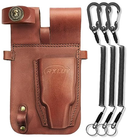 RXLUY Fishing Pliers Holster Fish Lip Gripper Leather Sheath with Retractable Lanyard, Universal Fit for Most Sea Fishing & Wild River Lure Tongs Leather Accessories, Fishing Gift for Men, Enthusiasts