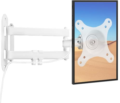 Nuyoah Wall Mount for Echo Show 15, Show 15 Wall Mounting Bracket for Alexa Accessories and 10”-27” Monitor TVs, Upgraded Full Motion Wall Mount Rotate Swivel Tilt Extend, White