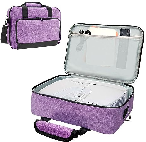 Boczif Projektortasche - Kompatibel Mit Den Meisten Großen Projektoren, Tragbare Aufbewahrungstasche Mit Laptopfach und Verstellbarem Gurt für Zubehör (Lila)
