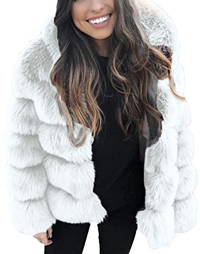 Winterjacke Damen, Fleecejacke Damen Teddy Fleece Jacke mit Kapuze Kunstpelz Mantel Winter Warm Plüschjacke Große Größen Kurz Flauschig Ubergangsjacke Faux Fur Pelzmantel Plüschmantel