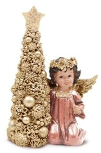 SUD IMPORT SRL Ángel de Resina Rosa 21 cm 722132, como se Muestra en la Imagen,