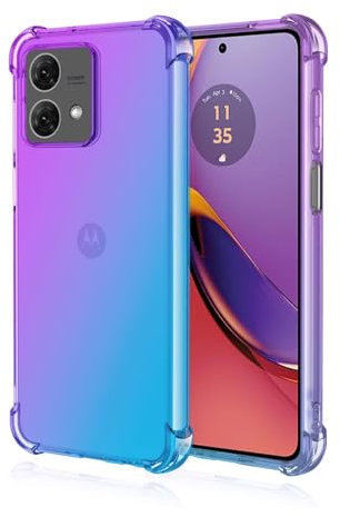 EASSGU TPU Silicone Phone Case for Motorola Moto g84 (6.5 Inches), Clear Gradient Color Protective Cover, Anti Drop, and Anti Scratch Phone Case - Blue Purple