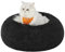 Feandrea Hundebett flauschig, Katzenbett, Donut Kissen, waschbar, Polsterung in der Mitte herausnehmbar, Langer Plüsch, 50 cm Durchmesser, tintenschwarz PGW037B01