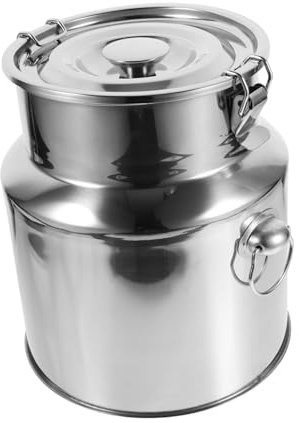 BESTonZON Milchkanne Transportkanne 5L Edelstahl Eimer Milcheimer Kanne Kanister Luftdicht Aufbewahrungseimer Futtereimer mit Deckel Fettbehälter Getreidebehälter Lebensmittel Behälter