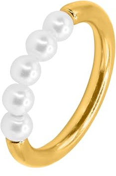 Heideman Ring Damen Enya aus Edelstahl gold farbend Damenring für Frauen mit Perle weiß