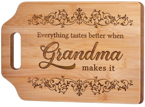 Giftasy Grandma Gifts, Grandma Birthday Gifts - Unique Handmade Engraved Bamboo Cutting Board, Kitchen Gifts for Grandma from Grandchildren, Presents for Grandma on Birthday Christmas
