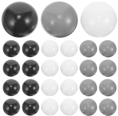 jojofuny Plastic Play Ball: 100pcs Black White Grey - Crush Proof - 5.5cm Ocean Playball for Baby or Toddler Ball Pit, Swimming Pool, Indoor-Outdoor Play, Birthday Party Supplies