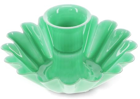 Emaille-Kerzenhalter Blume hoch - Grün Metall Kerzenständer Vintage-Look für Kerzen bis Ø 2cm