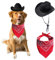 AWOCAN Cowboyhut für Hunde, Katzen, Cowboyhut, Mini-Cowboyhut für Hunde, Katzen, Cowboy-Kostüm mit Bandana, Schal, Urlaub, Halloween, Haustier-Party-Dekoration (schwarz, groß)
