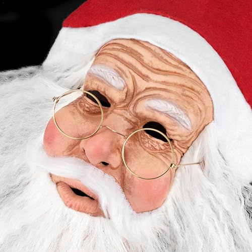 Shurzzesj Latex Gesicht des Weihnachtsmanns, Latex Gesicht des Weihnachtsmanns - Gesicht des Weihnachtsmanns | Weihnachtsgesicht mit roter Bartmütze, Latex Gesicht über dem Kopf