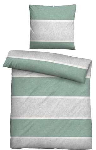 biberna Melange-Flanell Bettwäsche 0840506 Blockstreifen