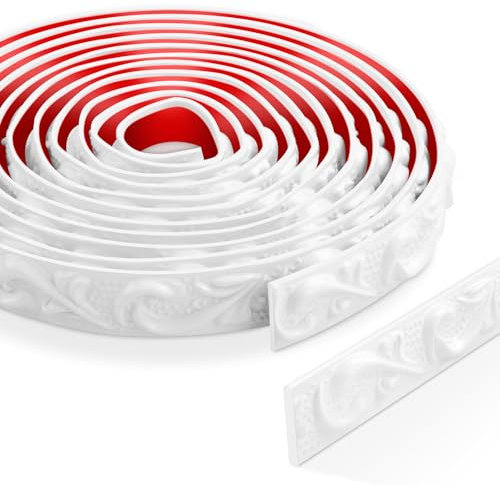 ZTVOWTO 3 Metri Stacca e Incolla modanatura adesiva, 3D Rifiniture da Parete, Adesivo Cornice Specchio per Cornici di Specchi, Telai di Porte, Soffitti, Decorazioni per La Casa(Bianco)