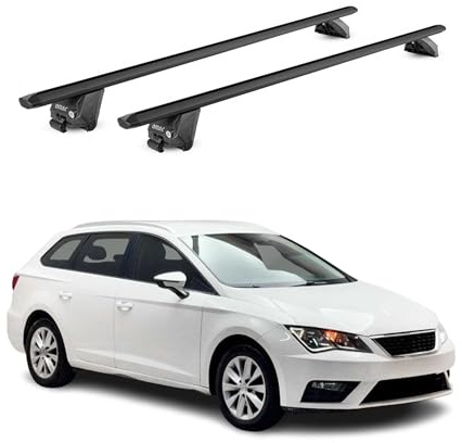 OMAC Dachträger für Peugeot 508 Kombi 2011-2018 Aluminium Schwarz | TÜV geprüft, bis 100 kg Traglast, T-Nut-Befestigung, für integrierte Dachreling geeignet, Querträger, Grundträger