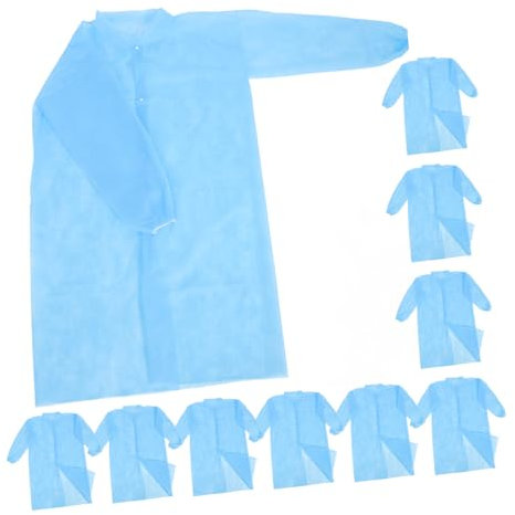 ULTECHNOVO 10stücke Einweg-Laborkittel Vlies-Laborkittel Atmungsaktiver Schutzanzug Für Damen Herren Arbeitsplatz Laborschutz