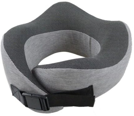 SHCHNA Nackenkissen Auto Nackenkissen Reise Memory Foam Reisekissen Baumwolle Magnettuch Nackenkissen Verstellbarer Verschluss Für Flugzeug Zug Auto Travel Essentials(Light Gray)