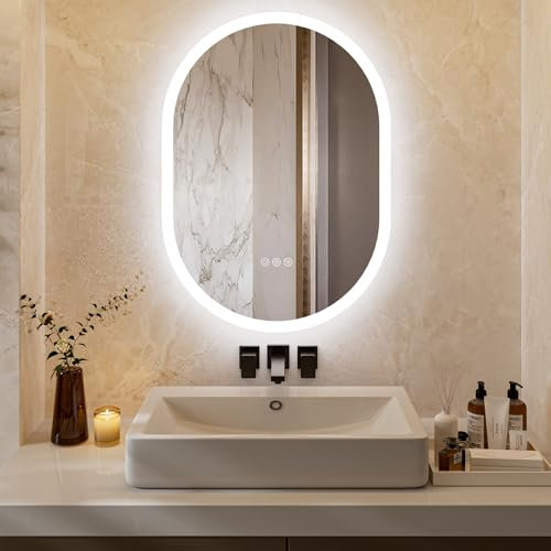 ChillCruiser LED-Badezimmerspiegel mit Touch-Taste beschlagfrei dimmbar vertikale und horizontale Montage LED-Spiegel fürs Badezimmer 600 x 800 mm wandmontierter Kosmetikspiegel mit Beleuchtung