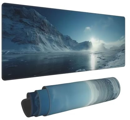 Gaming Mauspad XXL Arktische Landschaft 700x400x3 mm Schreibtischunterlage, Multifunktionales Office Mousepad Laptop Schreibunterlage, Rutschfeste Gummi Mäusepads, Tisch-Schutz Unterlage für Büro B437