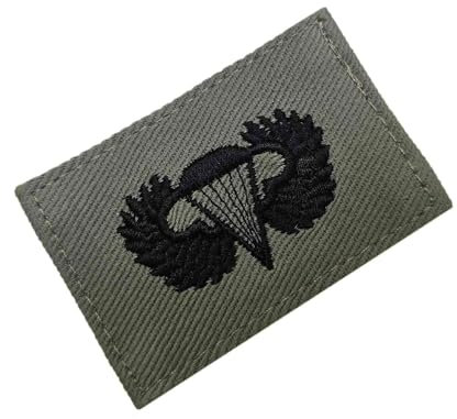 Abzeichen Fallschirmjäger US-Paratrooper OLIV mit SCHWARZEM STICK Textil Aufnäher USA Springerabzeichen U.S. ARMY