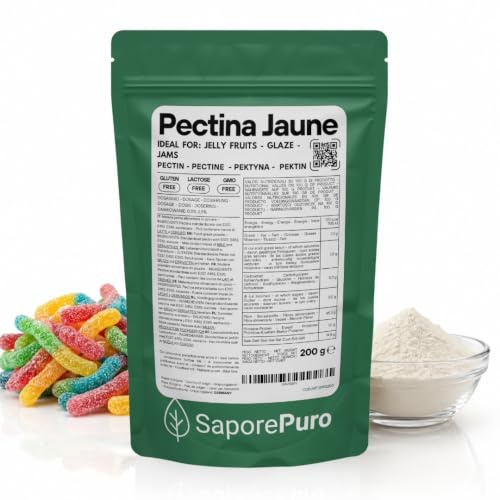 SaporePuro Pectina Jaune 200 g - Gelificante Naturale ad Alto Potere Addensante per Marmellate e Gelatine - SENZA GLUTINE