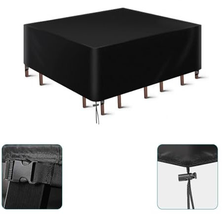 Outdoor-Terrassen-Set, wasserdicht, 280 x 105 x 205 cm, UV-Schutz, für Stuhl und Tisch, rechteckige Rattan-Sofa-Möbelabdeckungen für den Innen- und Außenbereich