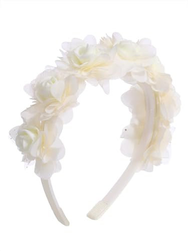 IYOU Bébé Fille Serre-tête Ivoire Fleur Bandeau Fleuri Fête Mariage Accessoires de Cheveux pour Anniversaire Baptême Communion