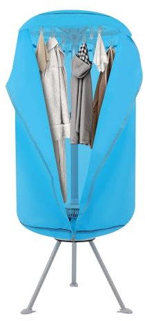 Asciugatrice portatile, piccola pompa di calore elettrica con timer/sterilizzazione UV/spegnimento auto, stendibiancheria riscaldabile per appartamenti, casa, viaggi, fino a 10 kg (blu)