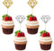 Diamond Cupcake Toppers 50 Pack Gold & Silver Diamond Ring Cupcake Toppers Cupcake Picks Diamond Confetti for Wedding Engagement Anniversary Birthday Bachelor Party Cake Decorations Supplies