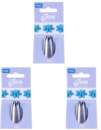 PME JEM Medium Open Star Savoy Piping Nozzle no. 2M, Silver (Pack of 3)